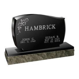 Double headstone with curved sides and top